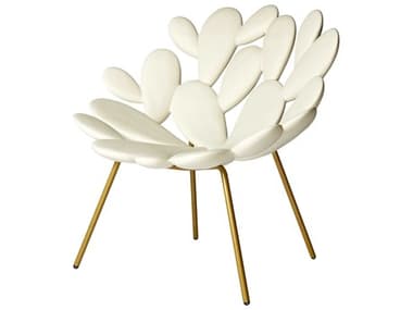 Qeeboo Outdoor Filicudi White Brass Recycled Plastic Lounge Chair QBO17001WHBR