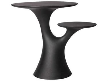 Qeeboo Outdoor Rabbit Black Recycled Plastic Round End Table QBO22001BL