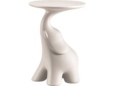 Qeeboo Outdoor Pako White Recycled Plastic Round End Table QBO51003WH