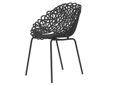 Qeeboo Outdoor Bacana Black Steel Metal Dining Chair (Set of 2) QBO56002BL