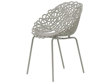 Qeeboo Outdoor Bacana Dove Grey Steel Metal Dining Chair (Set of 2) QBO56002DG