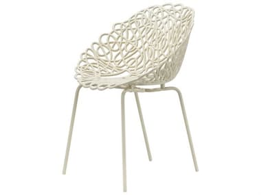 Qeeboo Outdoor Bacana Ivory Steel Metal Dining Chair (Set of 2) QBO56002IV