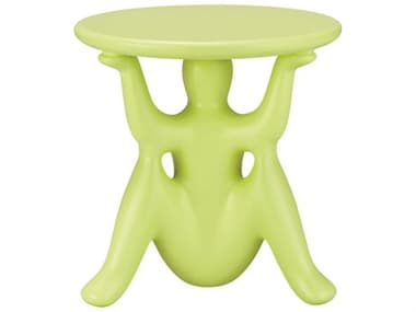 Qeeboo Outdoor Helpyourself Light Green Recycled Plastic Round End Table QBO61002GE