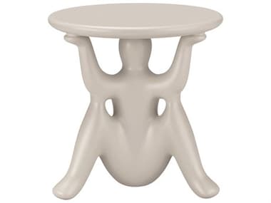 Qeeboo Outdoor Helpyourself Light Grey Recycled Plastic Round End Table QBO61002LG