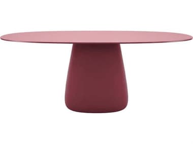 Qeeboo Outdoor Cobble Indian Red Recycled Plastic Oval Dining Table QBO63004IR