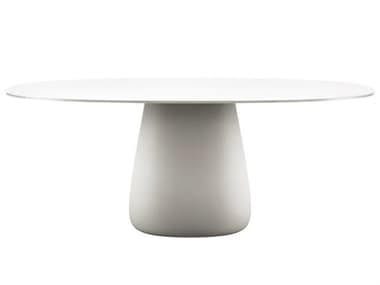 Qeeboo Outdoor Cobble White Warm Recycled Plastic Oval Dining Table QBO63004WH