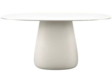 Qeeboo Outdoor Cobble White Warm Recycled Plastic Oval Dining Table QBO63005WH