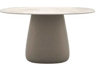 Qeeboo Outdoor Cobble Stoneware Ivory Recycled Plastic Oval Dining Table QBO63006IV