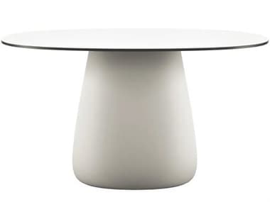 Qeeboo Outdoor Cobble Warm White Black Stratified Recycled Plastic Oval Dining Table QBO63006WHBL