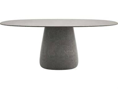 Qeeboo Outdoor Cobble Grey Mix Recycled Plastic Oval Dining Table QBO63007GYM