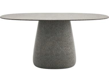 Qeeboo Outdoor Cobble Grey Mix Recycled Plastic Oval Dining Table QBO63008GYM