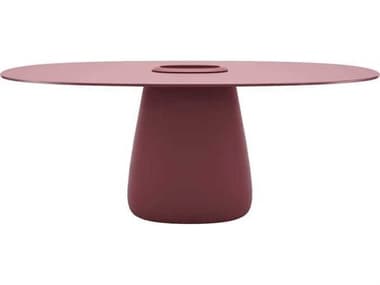 Qeeboo Outdoor Cobble Indian Red Recycled Plastic Oval Dining Table QBO63010IR