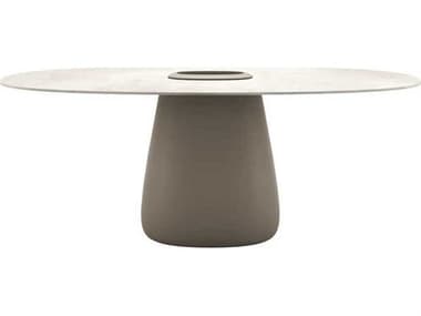 Qeeboo Outdoor Cobble Ivory Recycled Plastic Oval Dining Table QBO63010IV