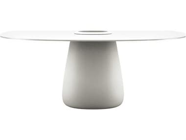 Qeeboo Outdoor Cobble White Warm Recycled Plastic Oval Dining Table QBO63010WH