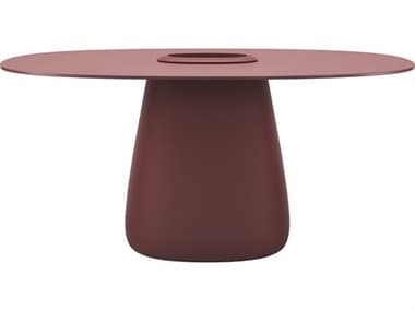 Qeeboo Outdoor Cobble Indian Red Recycled Plastic Oval Dining Table QBO63011IR
