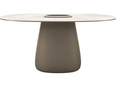Qeeboo Outdoor Cobble Ivory Recycled Plastic Oval Dining Table QBO63011IV