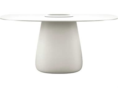 Qeeboo Outdoor Cobble White Warm Recycled Plastic Oval Dining Table QBO63011WH