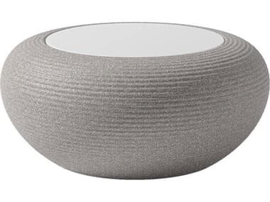Qeeboo Outdoor Nami Warm Grey Mix Recycled Plastic Round End Table QBO65004GYM