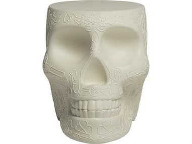 Qeeboo Outdoor Mexico Ivory Recycled Plastic Round End Table QBO70001AV