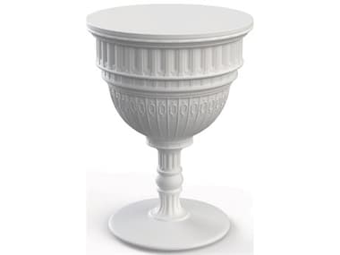 Qeeboo Outdoor Capitol White Recycled Plastic Round End Table QBO71004WH