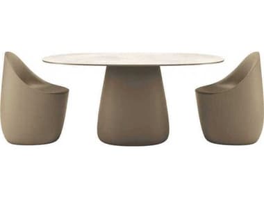 Qeeboo Outdoor Cobble Ivory Recycled Plastic Dining Set QBOCOBBLEDINSET11