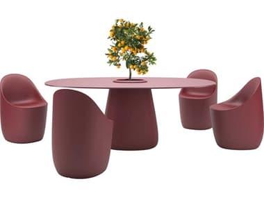 Qeeboo Outdoor Cobble Indian Red Recycled Plastic Dining Set QBOCOBBLEDINSET18