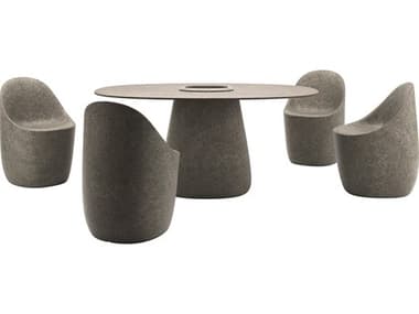 Qeeboo Outdoor Cobble Grey Mix Recycled Plastic Dining Set QBOCOBBLEDINSET5