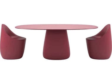 Qeeboo Outdoor Cobble Indian Red Recycled Plastic Dining Set QBOCOBBLEDINSET6