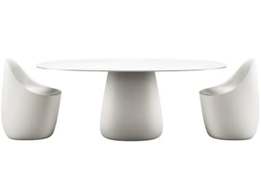 Qeeboo Outdoor Cobble White Warm Recycled Plastic Dining Set QBOCOBBLEDINSET8
