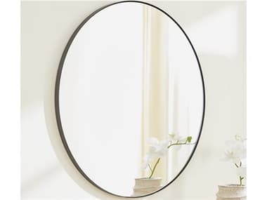Quorum Matte Black Wall Mirror Round QM103059