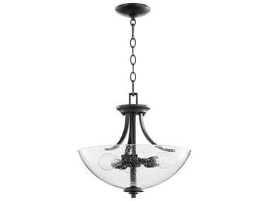 Quorum Reyes 15" 3-Light Noir With Clear Seeded Glass Bowl Pendant QM27601669