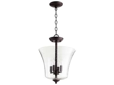 Quorum 4-Light Oiled Bronze With Clear Seeded Glass Bell Candelabra Chandelier QM28411386