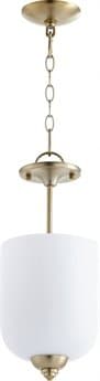 Quorum Richmond 8" 3-Light Aged Brass Glass Bell Mini Pendant QM2911880