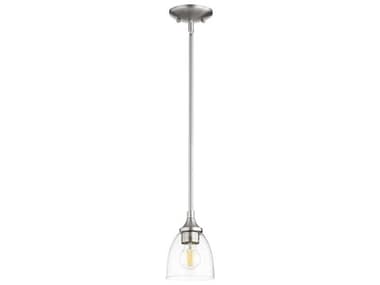 Quorum Enclave 5" 1-Light Satin Nickel With Clear Seeded Glass Bell Mini Pendant QM3059265