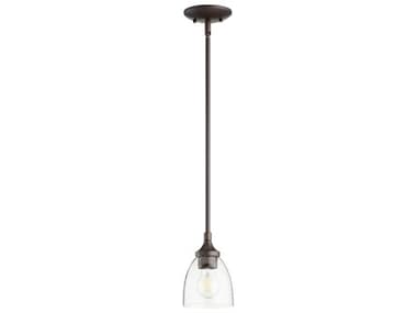 Quorum Enclave 5" 1-Light Oiled Bronze With Clear Seeded Glass Bell Mini Pendant QM3059286