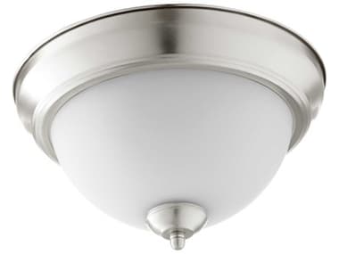 Quorum 2-Light Satin Nickel With Opal Glass Bowl Flush Mount QM30631165