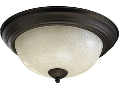 Quorum 2-Light Oiled Bronze Glass Bowl Flush Mount QM30671386