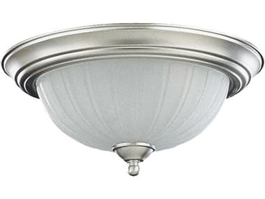 Quorum 2-Light Satin Nickel Glass Bowl Flush Mount QM30741365