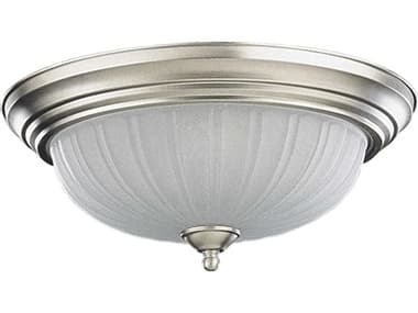 Quorum 3-Light Satin Nickel Glass Bowl Flush Mount QM30741565