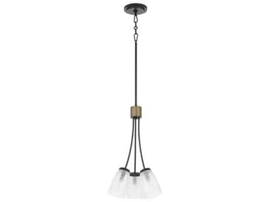 Quorum Arpeggio 3-Light Steel Glass Black Cylinder Pendant QM3077359