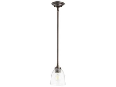 Quorum Rossington 5" 1-Light Oiled Bronze With Clear Seeded Glass Bell Mini Pendant QM3122286