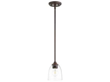 Quorum Jardin 5" 1-Light Oiled Bronze With Clear Seeded Glass Bell Mini Pendant QM3127286