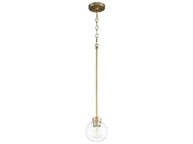 Quorum Volan 6" 1-Light Aged Brass Glass Globe Mini Pendant QM331780