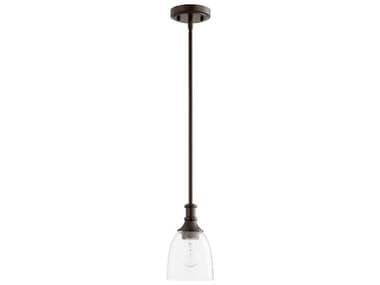 Quorum Richmond 5" 1-Light Oiled Bronze With Clear Seeded Glass Bell Mini Pendant QM3811186