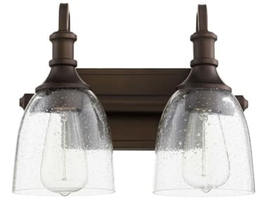 Quorum Richmond 12" Wide 2-Light Oiled Bronze With Clear Seeded Glass Vanity Light QM50112186