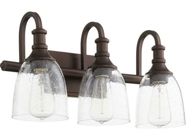 Quorum Richmond 20" Wide 3-Light Oiled Bronze With Clear Seeded Glass Vanity Light QM50113186
