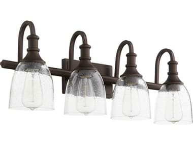 Quorum Richmond 27" Wide 4-Light Oiled Bronze With Clear Seeded Glass Vanity Light QM50114186
