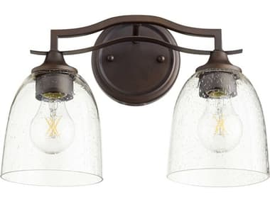 Quorum Jardin 14" Wide 2-Light Oiled Bronze With Clear Seeded Glass Vanity Light QM50272286