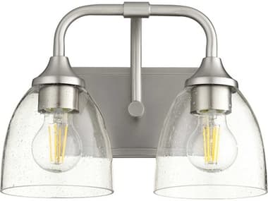 Quorum Enclave 13" Wide 2-Light Satin Nickel With Clear Seeded Glass Vanity Light QM50592265