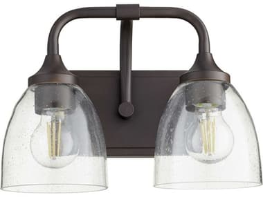 Quorum Enclave 13" Wide 2-Light Oiled Bronze With Clear Seeded Glass Vanity Light QM50592286